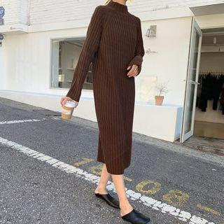 Midi Sheath Rib Knit Sweater Dress