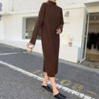 Midi Sheath Rib Knit Sweater Dress