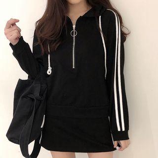 Set: Zip Placket Hoodie + Mini Skirt