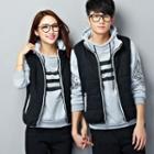 Couple Matching Set: Fleece-lined Hoodie + Vest + Sweatpants