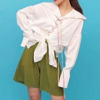 High Waist Striped Wide Leg Shorts