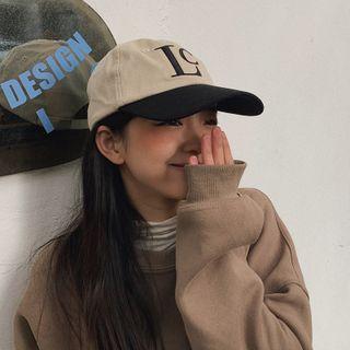 Lettering Color Panel Baseball Cap 56-58cm - Beige & Black - M