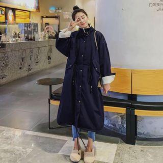 Drawstring Midi Faux Shearling Coat