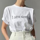 Short Sleeve Letter Print T-shirt White - One Size
