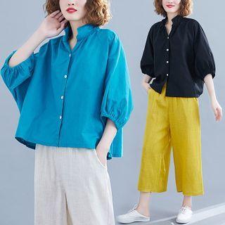 Loose-fit Stand-collar Blouse
