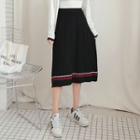 Contrast-trim Knit Pleated Skirt