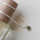 Rhinestone Pendant Sterling Silver Necklace White & Green - One Size