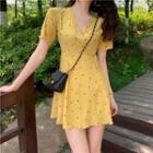V-neck Small Floral Dress