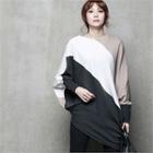 Batwing-sleeve Color-block Pullover