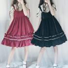 Set: Short-sleeve Shirt + Sleeveless Mini A-line Lolita Dress + Headband