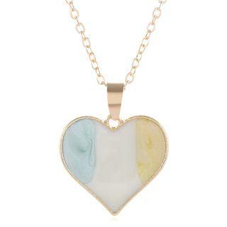 Color-block Heart Necklace