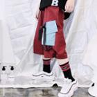 Color Panel Cropped Straight Cut Pants