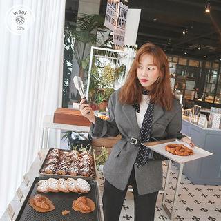 Wool Blend Blazer With Twilly Scarf