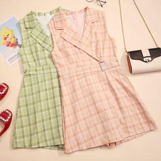 Plaid Sleeveless Romper