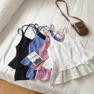 Plain V-neck Cut Out Panel Camisole Top