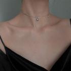 925 Sterling Silver Moonstone Choker 925 Silver - Silver - One Size