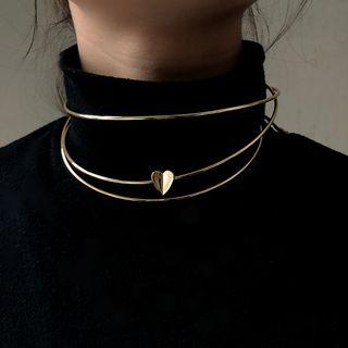 Metal Heart Layered Choker As Shown In Figure - One Size