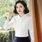 Long-sleeve Dress Shirt / Mini Fitted Skirt / Set