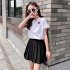 Heart Shaped Button Pleated Skirt