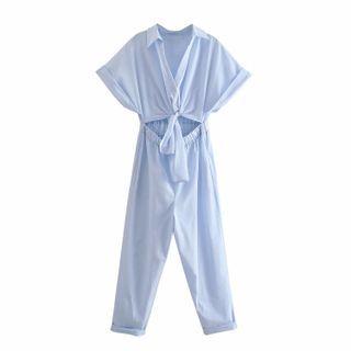 Elbow-sleeve Cutout Jumpsuit