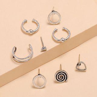 Set Of 8: Alloy Earring (assorted Designs) 1 Pair - Silver - One Size