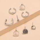 Set Of 8: Alloy Earring (assorted Designs) 1 Pair - Silver - One Size
