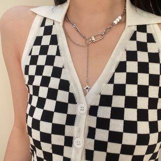 Star Pendant Stainless Steel Choker Silver - One Size