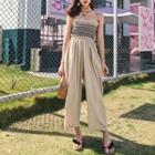 Smocked Strapless Wide-leg Jumpsuit