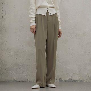 Button-detail Wide-leg Dress Pants