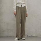 Button-detail Wide-leg Dress Pants