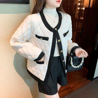 Contrast Trim Quilted Jacket