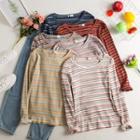 Striped Long-sleeve Ribbed T-shirt