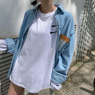 Long-sleeve Button-up Denim Shirt