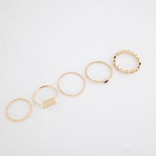 Stacking Ring Set Of 5 (bubble / Twist / Openwork) Gold - One Size