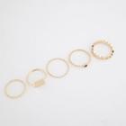 Stacking Ring Set Of 5 (bubble / Twist / Openwork) Gold - One Size