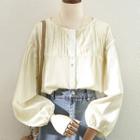 Pintuck Panel Blouse Almond - One Size