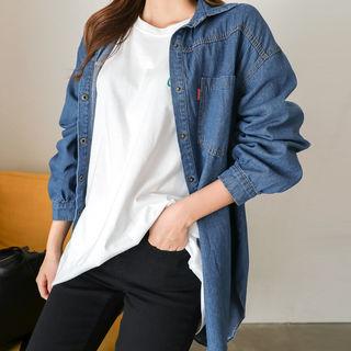 Dual-pocket Denim Shirt Blue - 1