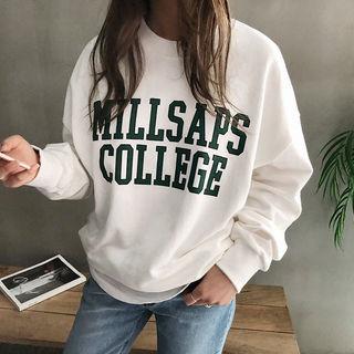 Letter Print Drop-shoulder Sweatshirt