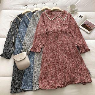 Floral Peter-pan Collar Long-sleeve Dress