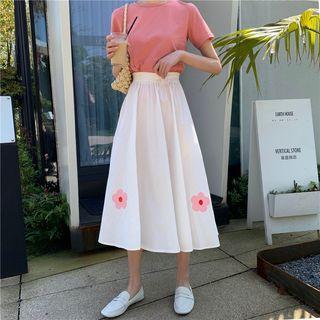 Print A-line Skirt White - One Size