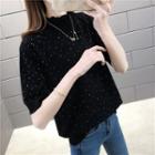 Puff-sleeve Sweater Black - One Size