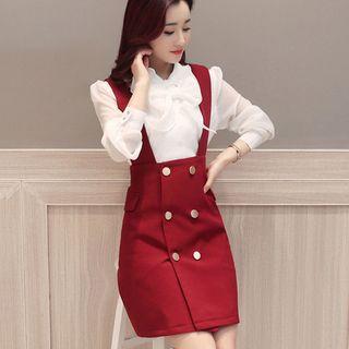Set: Chiffon Blouse + Jumper Dress