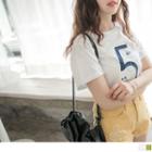 Number 5 Applique Short-sleeve T-shirt