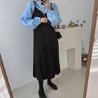 Strap-shoulder Long Pleat Dress