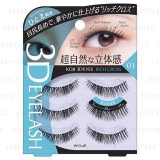 Koji - 3d Eyes Eyelash (#01 Rich Cross) 1 Pc
