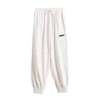 Lettering Embroidered Corduroy Harem Pants