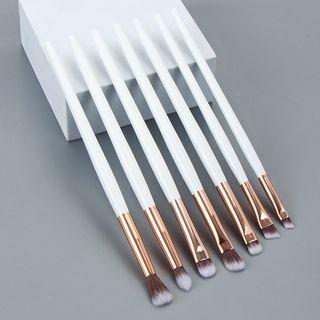 Set Of 7: Makeup Brush Set Of 7 - Gold & White - One Size