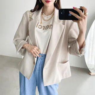 Single-button Dual-pocket Blazer