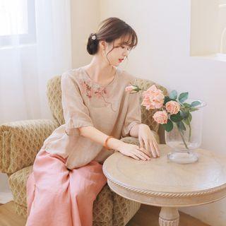 Traditional Chinese Elbow-sleeve Top / Pants / Set