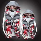 Camouflage Panel Hooded Padded Vest